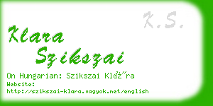 klara szikszai business card